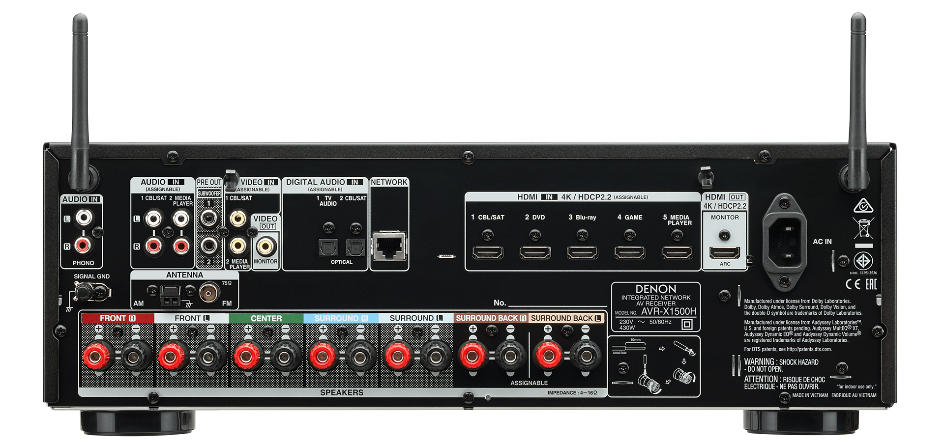 Denon AVR - X1500H 220 volts Receiver Amplifier 220v 240 volt 50 hz - 220 - Electronics