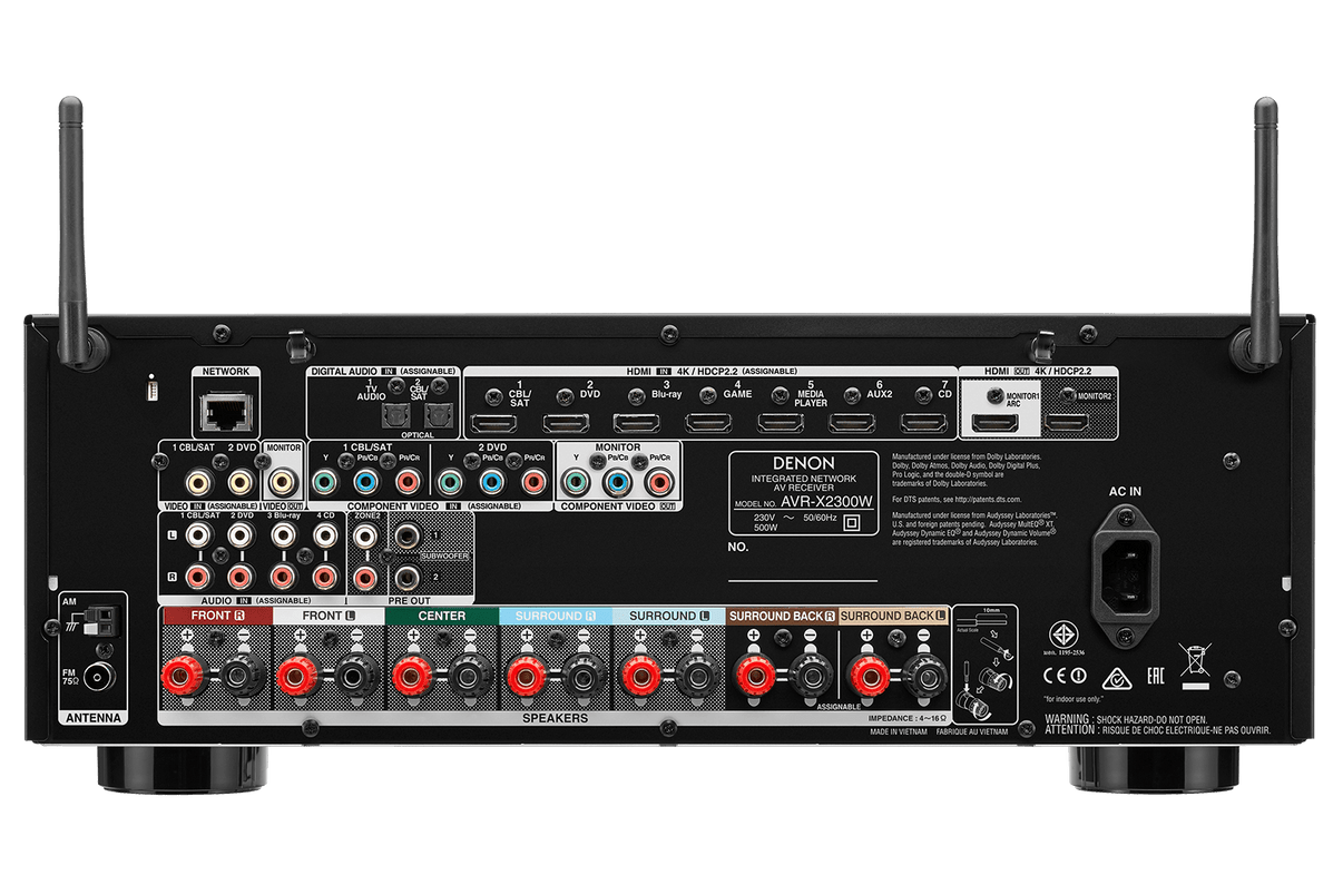 Denon AVR - X2300W 7.2 Channel 220 Volt Audio/Video Receiver with Wi - Fi - 220 - Electronics