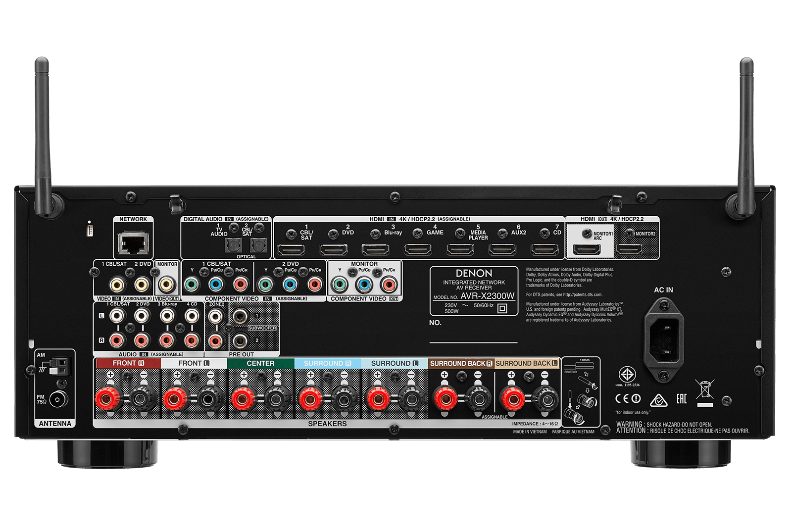 Denon AVR - X2300W 7.2 Channel 220 Volt Audio/Video Receiver with Wi - Fi - 220 - Electronics