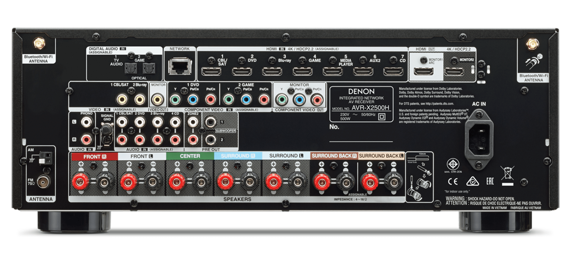 Denon AVR - X2500H 220 volts Receiver Amplifier 220v 240 volt 50 hz - 220 - Electronics
