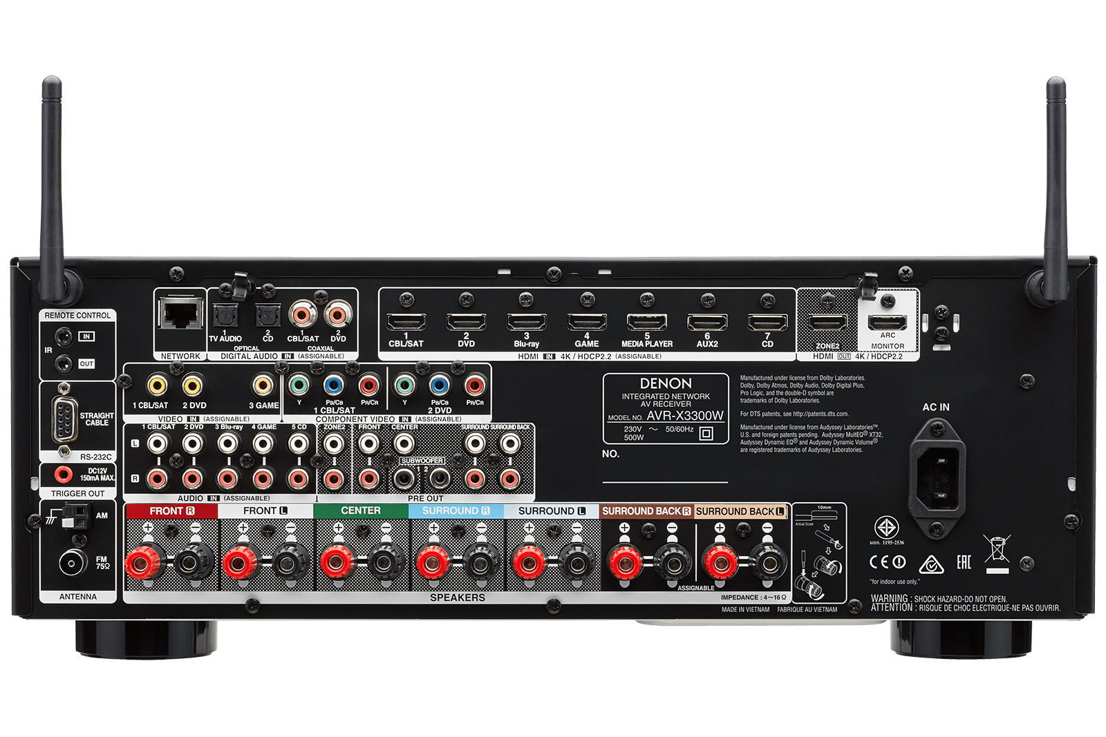 Denon AVR - X3300W 7.2 Channel 220 Volt Audio/Video Receiver with Wi - Fi - 220 - Electronics
