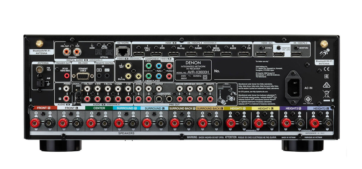 Denon AVR - X3600 220 volt 9.2 Channel 4K Ultra HD AV Receiver with 3D Audio and HEOS Built in 220 v 240 volts 50 hz 60 hz - 220 - Electronics