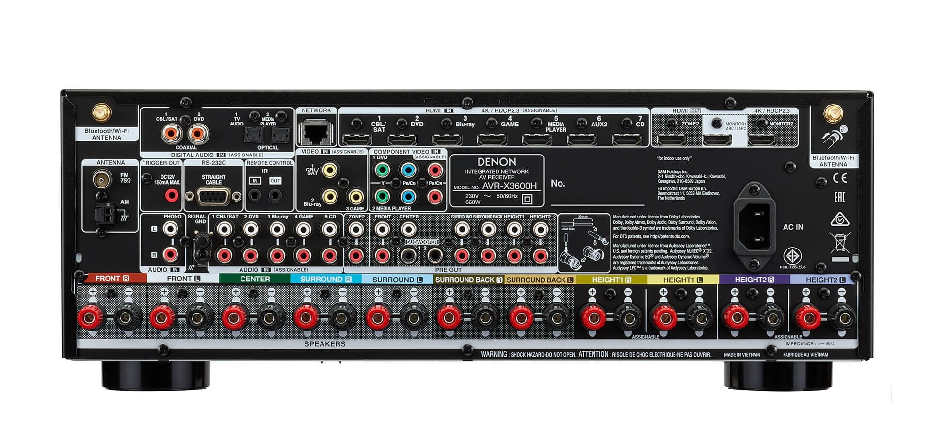 Denon AVR - X3600 220 volt 9.2 Channel 4K Ultra HD AV Receiver with 3D Audio and HEOS Built in 220 v 240 volts 50 hz 60 hz - 220 - Electronics