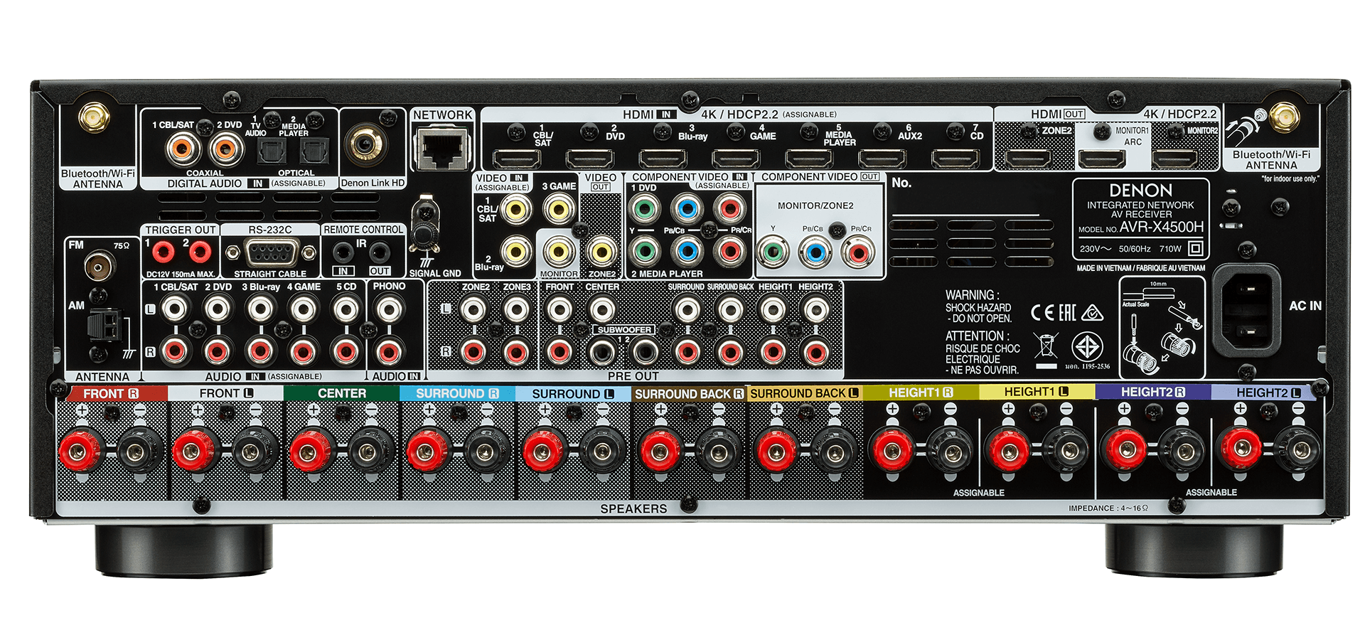Denon AVR - X4500H 220 volts Receiver Amplifier 220v 240 volt 50 hz 9.2 Channel - 220 - Electronics