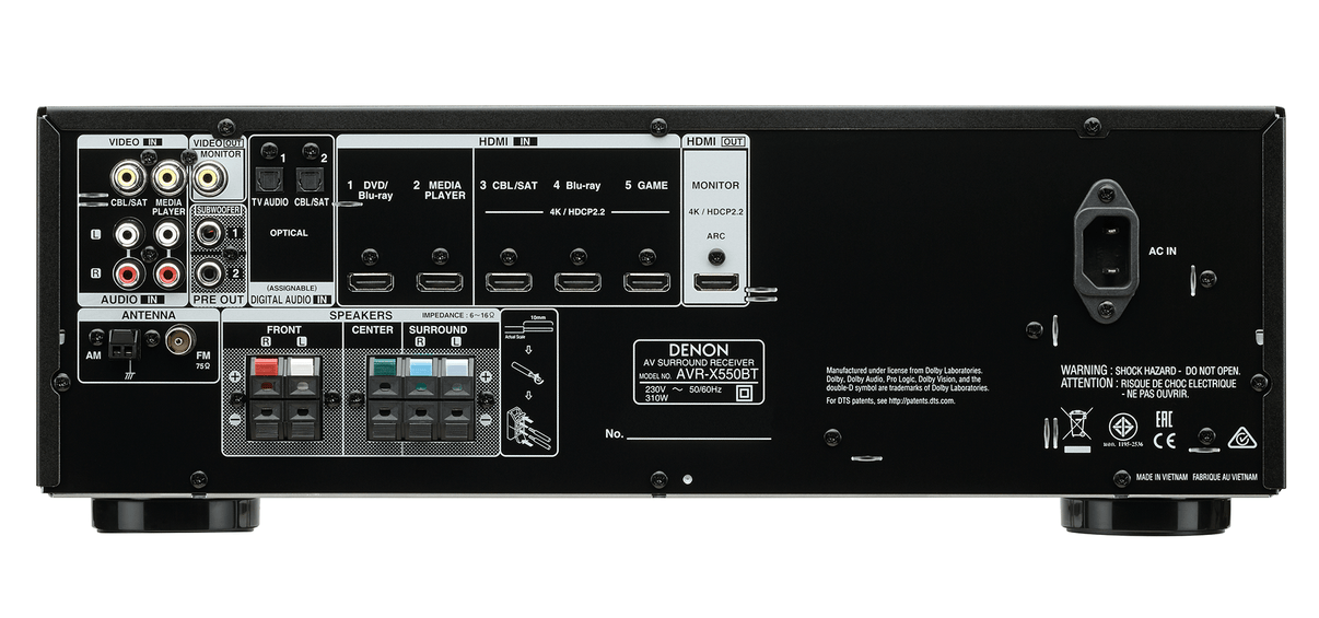Denon AVR-X550 220 volt 5.2 channel Bluetooth av receiver 220v 240 Denon AVR-X550 220 volt 5.2 channel Bluetooth av receiver 220v 240
