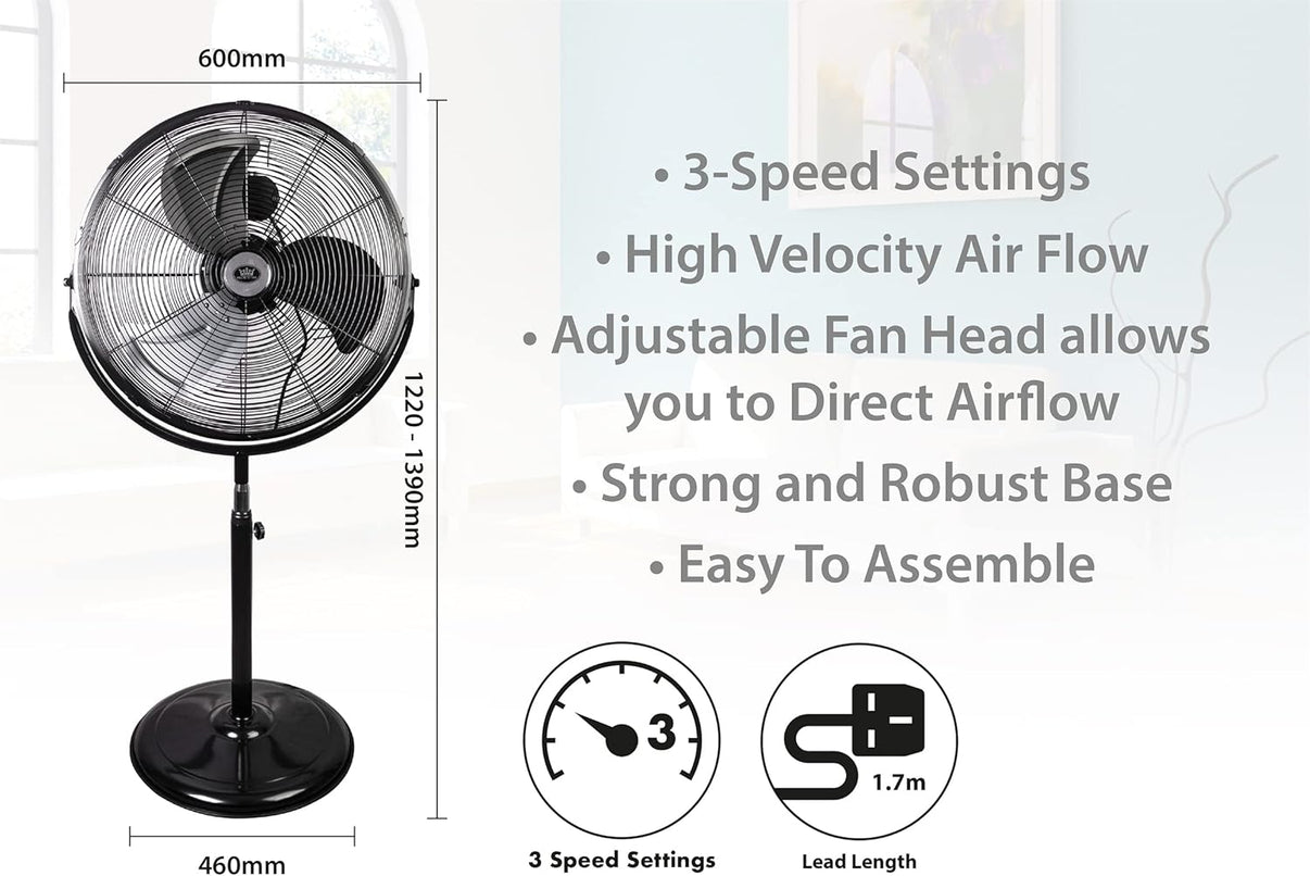 Dynastar Heavy Duty 20 inch 220 volt Fan powerful with height and speed adjustment PremIairEH1864 Fan 220v 240 volt - 220 - Electronics