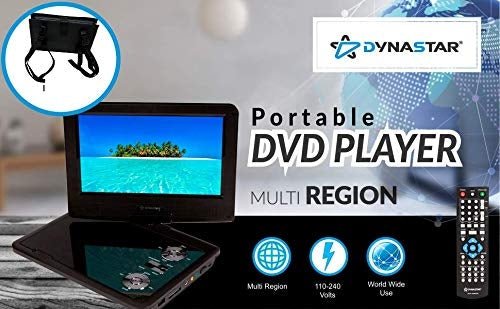 Dynastar Region Free Portable DVD Player 9" Screen with 5 Hour Battery with headrest Mount case 110 220v 240 volts - 220 - Electronics