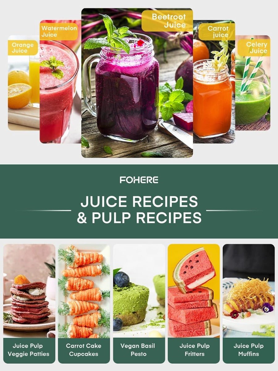 Fohere 220 volt Juice Extractor juicer for Fruit & Vegetables Centrifugal Juice Maker 800 Watts with 2 Speed Settings Wide Feeding Chute 220v 240 volts GS332220v - 220 - Electronics