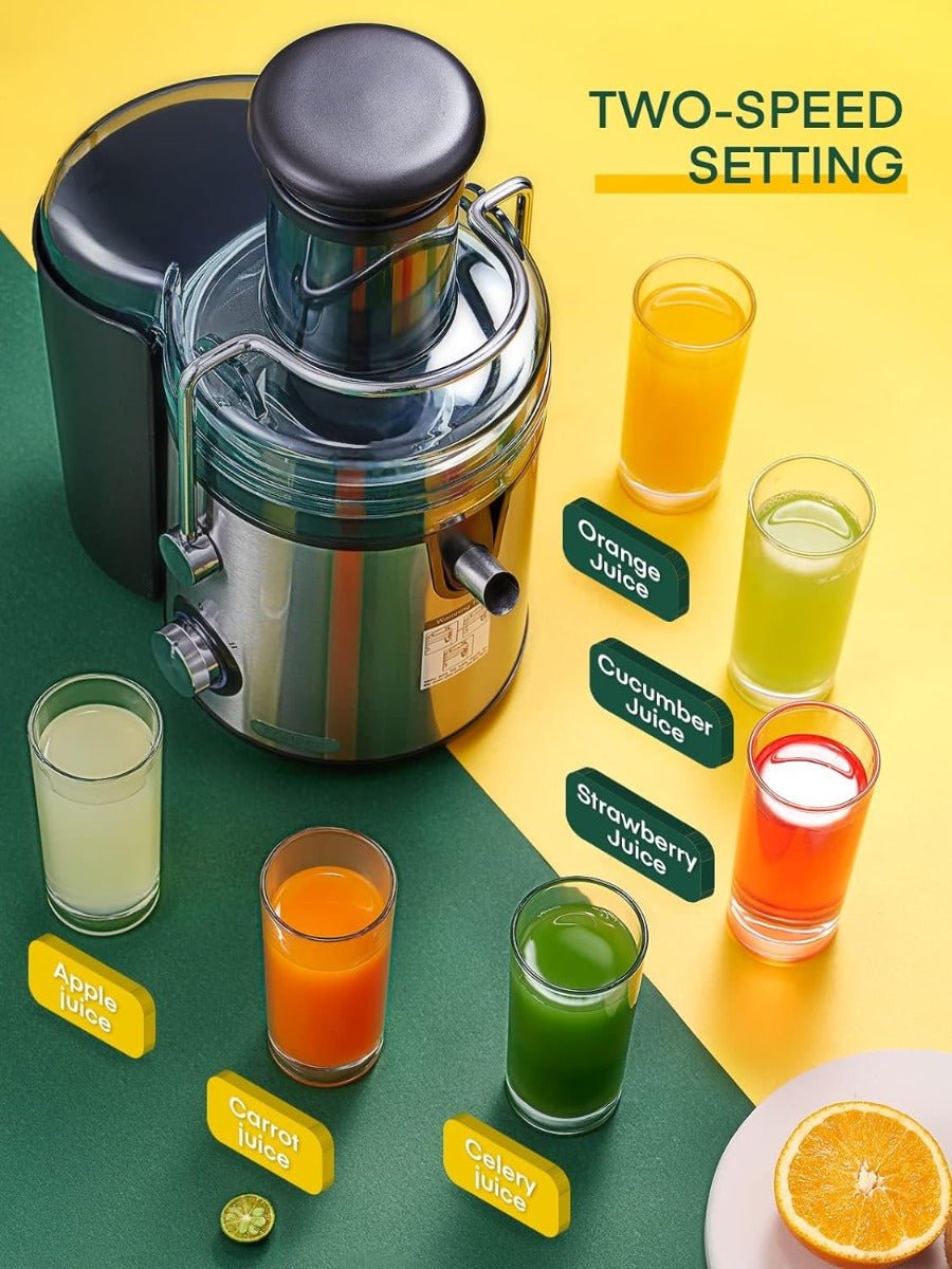 Fohere 220 volt Juice Extractor juicer for Fruit & Vegetables Centrifugal Juice Maker 800 Watts with 2 Speed Settings Wide Feeding Chute 220v 240 volts GS332220v - 220 - Electronics
