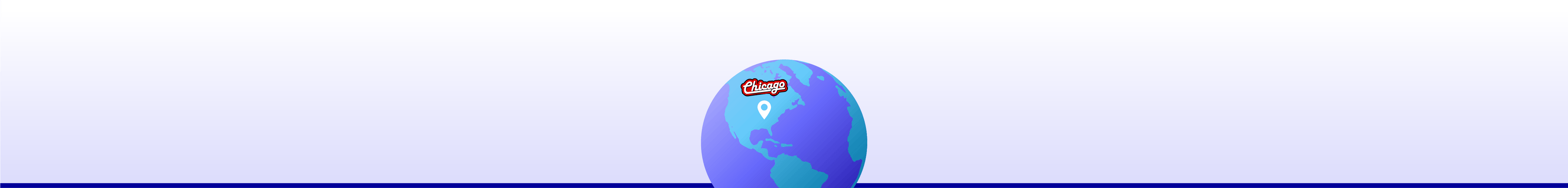 Footer backgroound with a globe and Chicago pin
