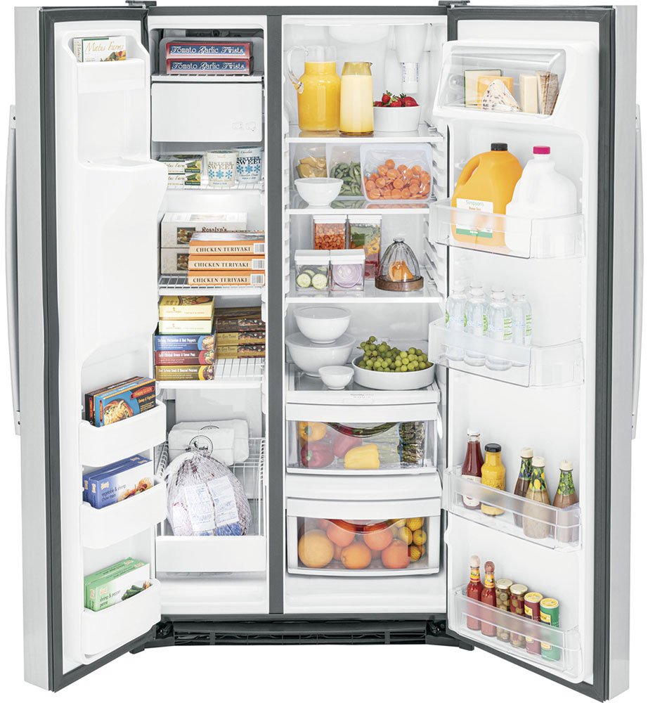 GE GSE25MGYC SS 220 - 240 Volt Side by Side Stainless Steel Refrigerator - 220v volt electronics