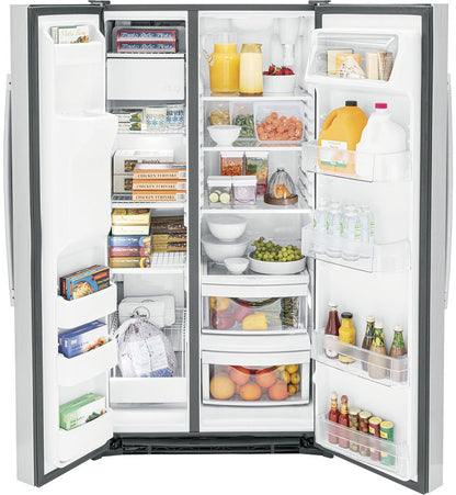 GE GSE25MGYC SS 220 - 240 Volt Side by Side Stainless Steel Refrigerator - 220v volt electronics