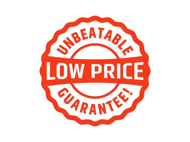 Red 'Unbeatable Low Price Guarantee' stamp