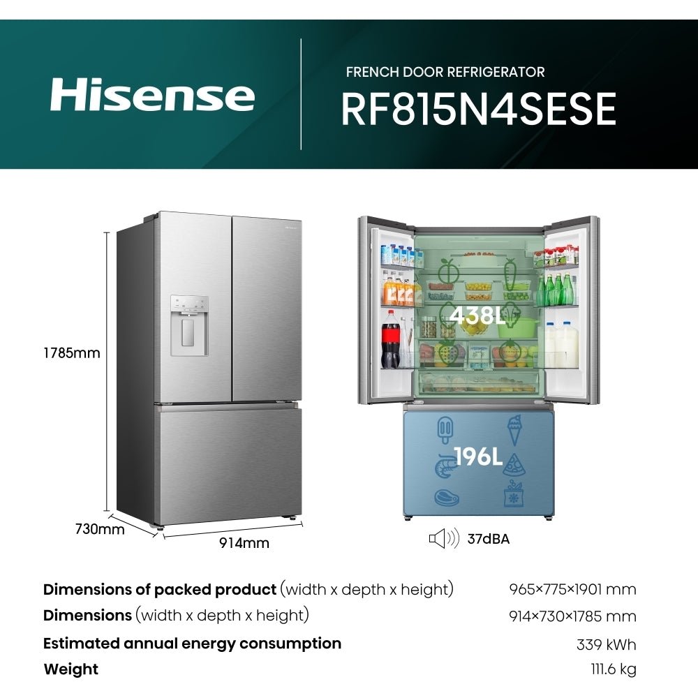 Hisense counter depth refrigerator 220v RF815N220V 220 240 volts 50 hz french door - 220 - Electronics