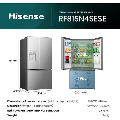 Hisense counter depth refrigerator 220v RF815N220V 220 240 volts 50 hz french door - 220 - Electronics