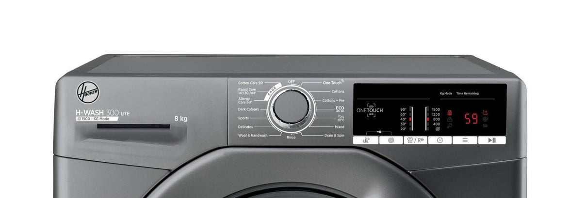 Hoover 220 Volt Washer Silver Graphite 8KG 220v 240 volts H3W58T220v/GGE Washing Machine 220v 240 volts 50 hz - 220 - Electronics