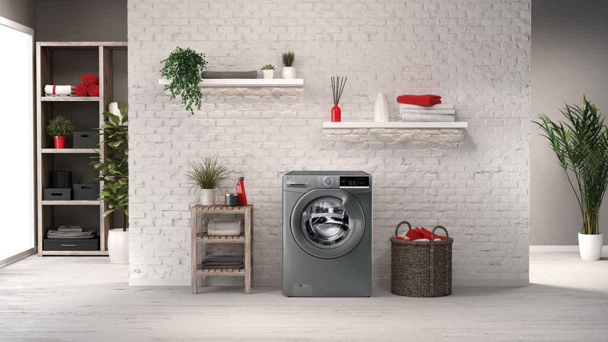 Hoover 220 Volt Washer Silver Graphite 8KG 220v 240 volts H3W58T220v/GGE Washing Machine 220v 240 volts 50 hz - 220 - Electronics