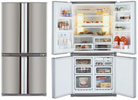 Sharp LC-F70PE-SL 220 Volts 25 cu. ft. Stainless Steel 4 Door Refrigerator Bottom Freezer 220/240 Volts