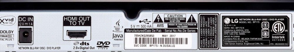 LG BP175 Region Free Blu - Ray Player for 110 - 240 Volts - 220 - Electronics