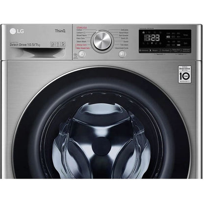 LG Washer Dryer Combo (2 in 1) 10 KG Capacity F4V5RGP2T Silver Platinum Color 220v 240 volts 50 hz - 220 - Electronics