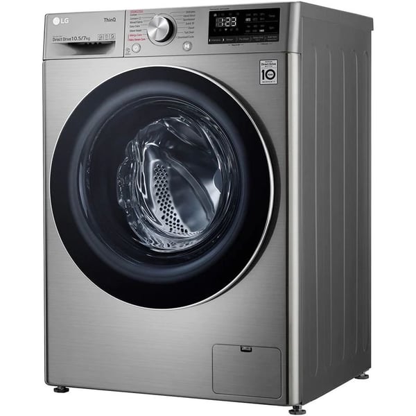 LG Washer Dryer Combo (2 in 1) 10 KG Capacity F4V5RGP2T Silver Platinum Color 220v 240 volts 50 hz - 220 - Electronics