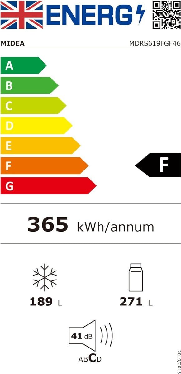 Midea 220 volts Side by Side refrigerator Fridge 460 liter Silver 220v 240 volts 50 hz MDRS619FGF46220v - 220 - Electronics