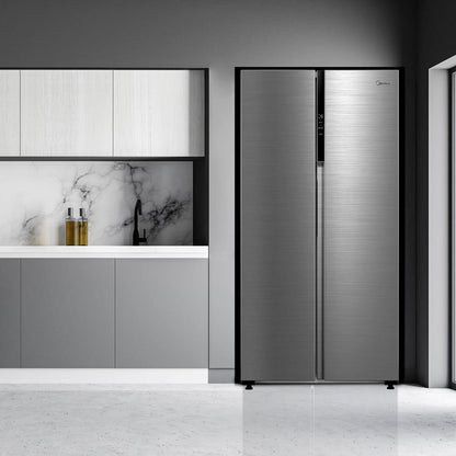 Midea 220 volts Side by Side refrigerator Fridge 460 liter Silver 220v 240 volts 50 hz MDRS619FGF46220v - 220 - Electronics