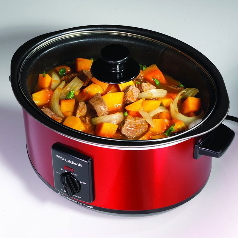 Morphy Richards 220 volt 240 volts Slow Cooker with Large 3.5 Liter capacity Red (48702 - 00) - 220v volt electronics