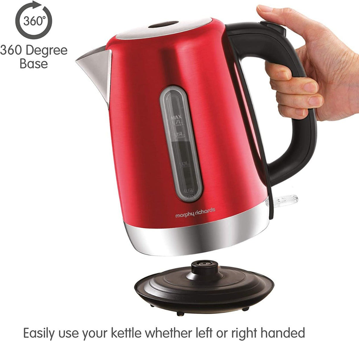 Morphy Richards 220 volts kettle Metallic Red 3000 Watts 1.7 liter Stainless Steel Jug Kettle 220v 240 volt - 220 - Electronics