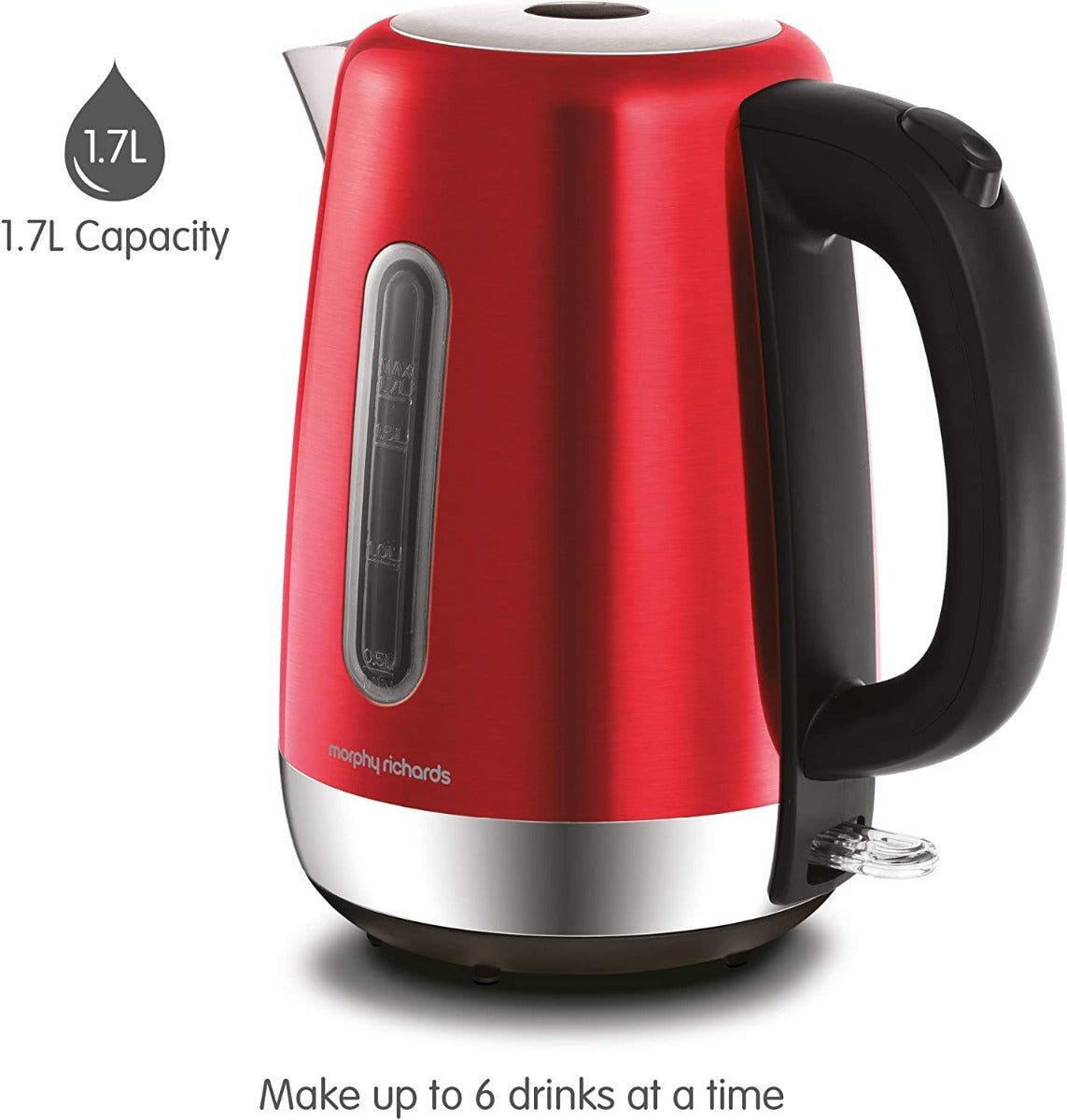 Morphy Richards 220 volts kettle Metallic Red 3000 Watts 1.7 liter Stainless Steel Jug Kettle 220v 240 volt - 220 - Electronics
