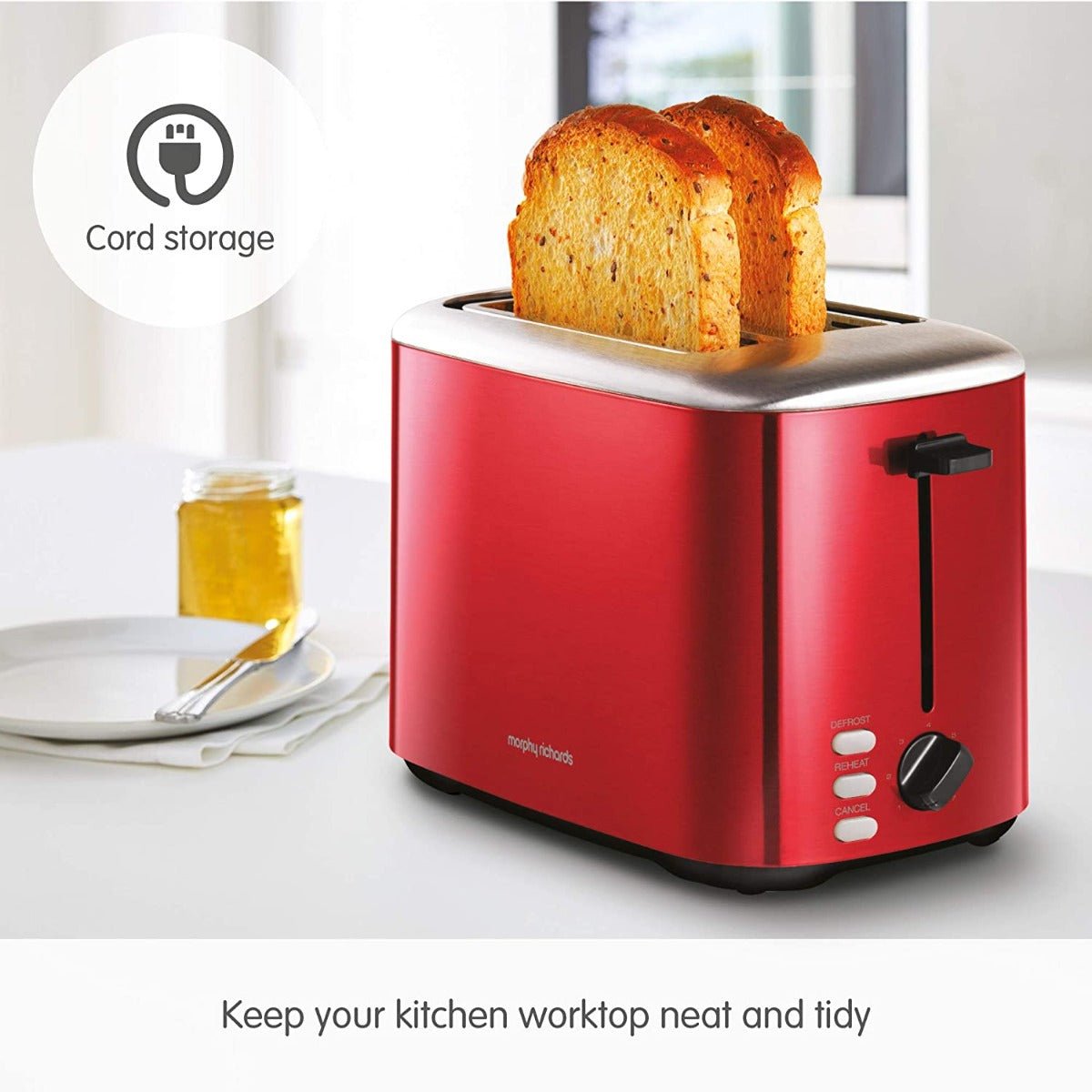 Morphy Richards 220 volts toaster 2 slice Red 222066 220v 240 volt 222066 - 220v - 220 - Electronics