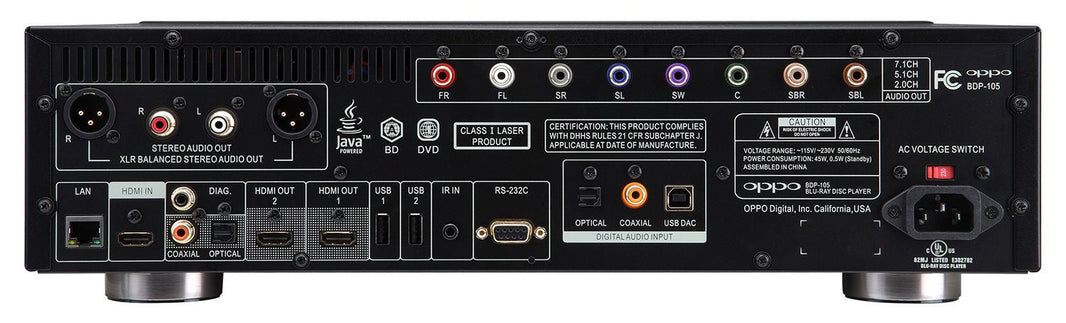 Oppo BDP - 105 Region Free Blu - Ray DVD Player Darbee Edition - 220v volt electronics