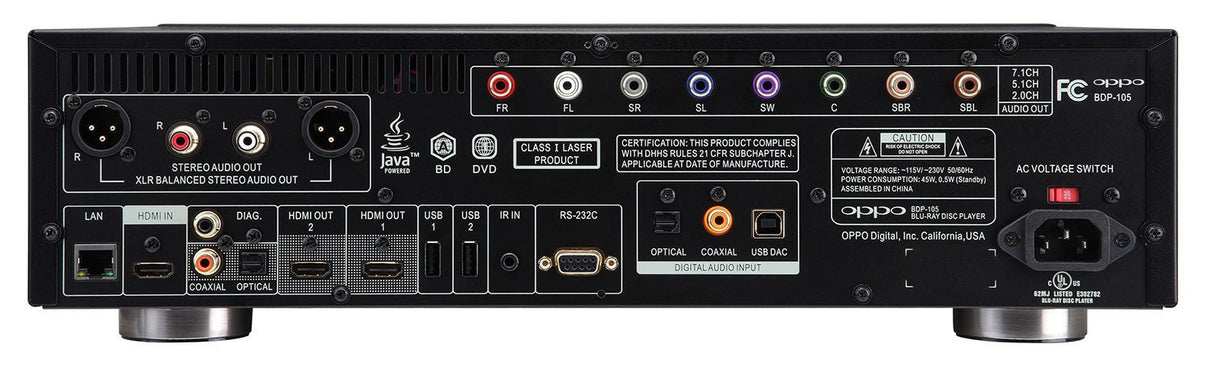 Oppo BDP - 105 Region Free Blu - Ray DVD Player Darbee Edition - 220v volt electronics