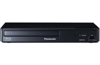 Black Panasonic Blu-ray player on a white background