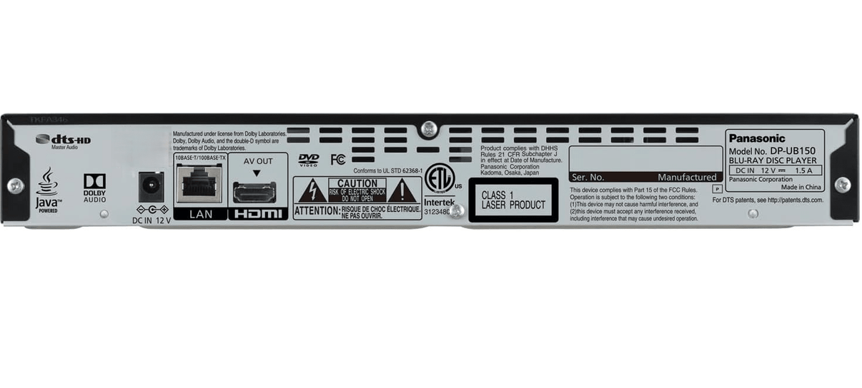 Panasonic DP-UB150 Region Free 4K Ultra HD Blu-ray Player - Multi-Region DVD & Blu-ray - HDR10 - 220v volt electronics