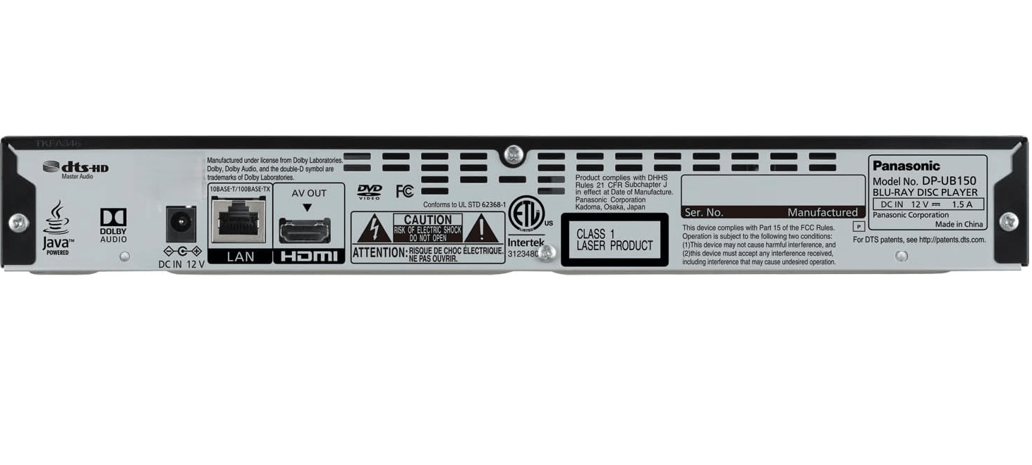Panasonic DP-UB150 Region Free 4K Ultra HD Blu-ray Player - Multi-Region DVD & Blu-ray - HDR10 - 220v volt electronics
