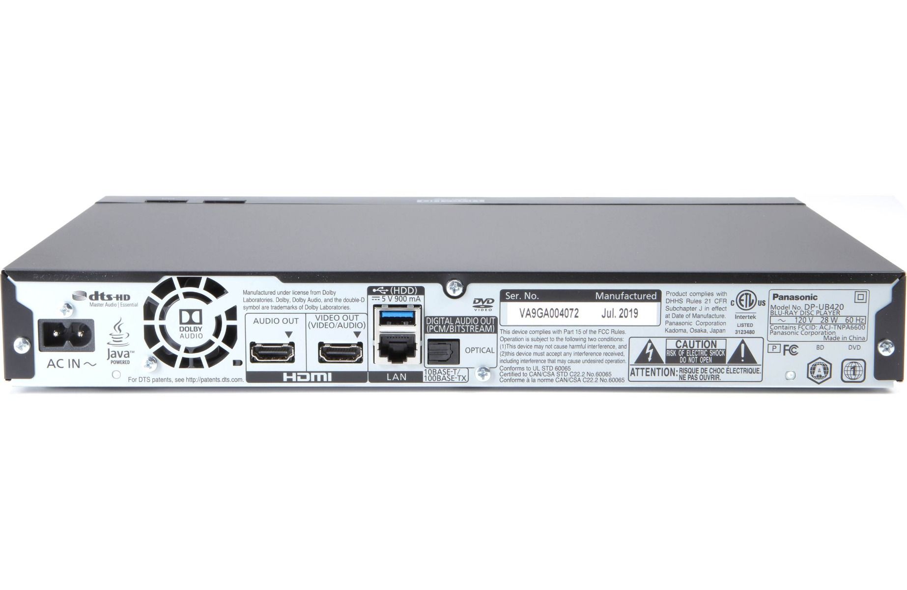 Panasonic DP - UB420 Region Free Blu - ray Player UHD Ultra HD 4K Wifi 3D - 220 - Electronics