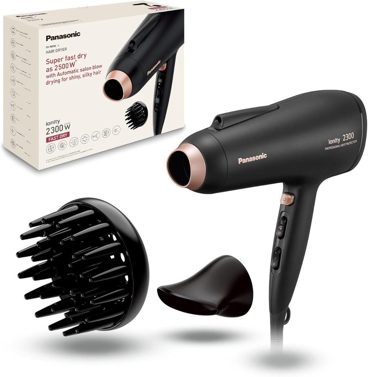 Panasonic EH - NE86 hair dryer 220 volt 240 volts blow dryer Panasonic type g plug type e adaptor - 220 - Electronics