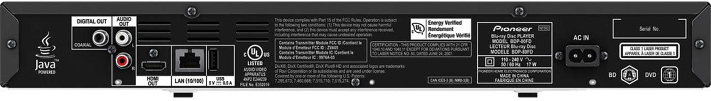 Pioneer BDP-80FD Elite Multi-Region Code Free DVD Blu-ray disc