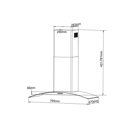 Professional 30" Electric Hood EIQ80CURVSCTM/220/SS 30" Curved Glass Stainless Steel Chimney Hood 220v 240 volts 50 hz - 220v volt electronics