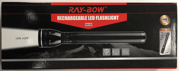 400 lumen flashlight rechargeable Ray-Bow GG-3D 400 Lumens Rechargeable LED Flashlight 110~220 Volt 50/6