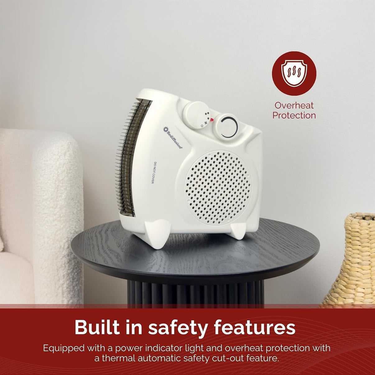 Rediffusion 220 volt Heater RED901 220v heater 3 settings 2000 watts Fan Low High - 220v volt electronics