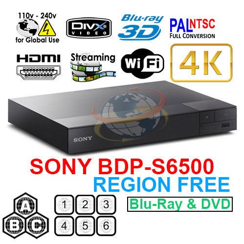 Region Free Sony BDP - S6500 4K 3D SMART Blu - Ray Player - 220v volt electronics