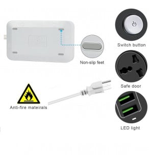 Regvolt Power Strip Surge Protector with 6 USB Universal Outlet with Euro and British Plug Adaptor - 220 - Electronics