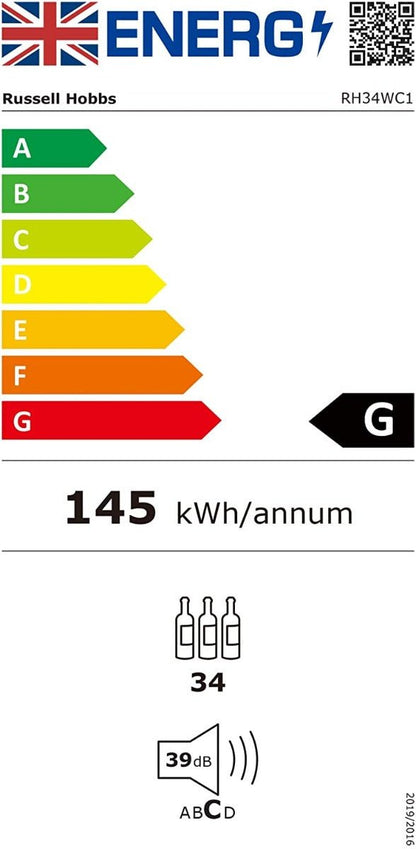 Russell Hobbs 220 volts 34 Bottle Wine Cooler RH34WC1 220v 240 volts - 220 - Electronics
