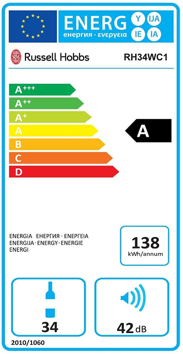 Russell Hobbs 220 volts 34 Bottle Wine Cooler RH34WC1 220v 240 volts - 220 - Electronics