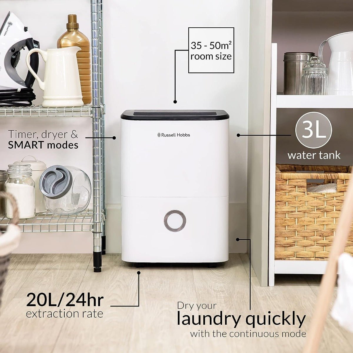 Russell Hobbs 220 volts dehumidifier 20 LIter 220v 240 volts 50 hz RHDH2002 - 220 - Electronics