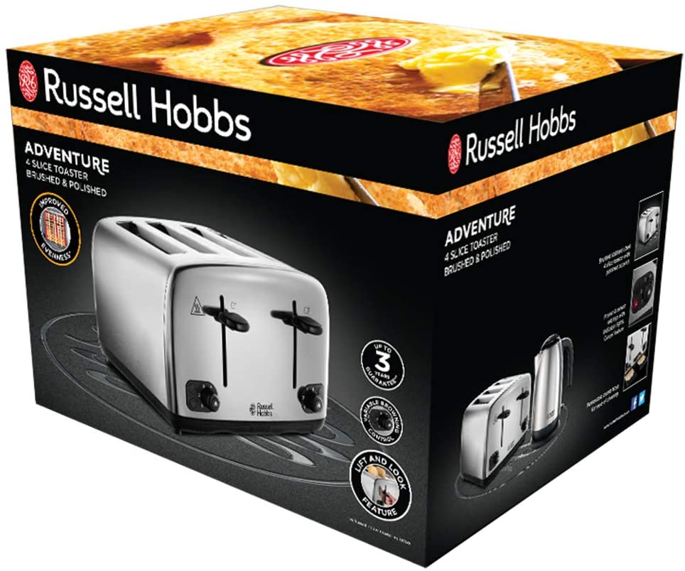Russell Hobbs 24090 220 volt 4 Slice Toaster Stainless Steel 220v 240 volts 50 hz - 220 - Electronics