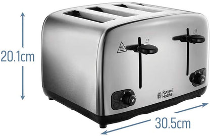 Russell Hobbs 24090 220 volt 4 Slice Toaster Stainless Steel 220v 240 volts 50 hz - 220 - Electronics