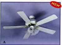 A white Sakura brand ceiling fan with five blades and central light fixture